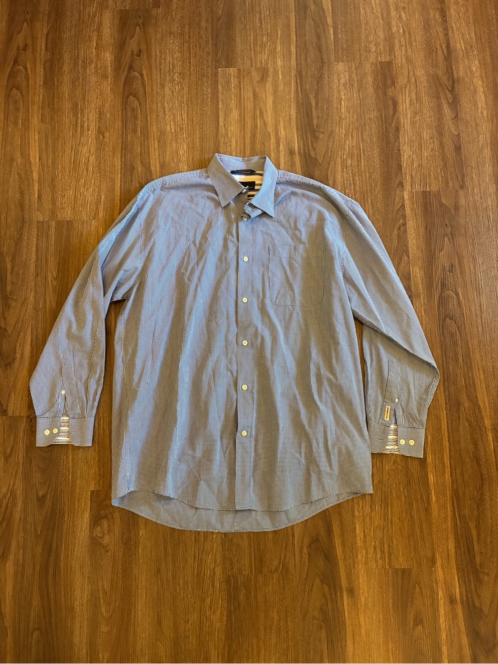 Greg Norman Men’s Button Down Long Sleeve Shirt Size Large Blue & White